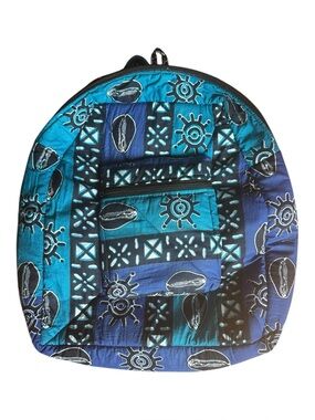 Handmade African Quilted Backpack – Blue | Artisan Made in Ivory Coast